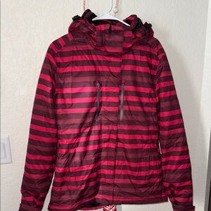 Pulse Women's Red and Black Striped Ski Jacket
